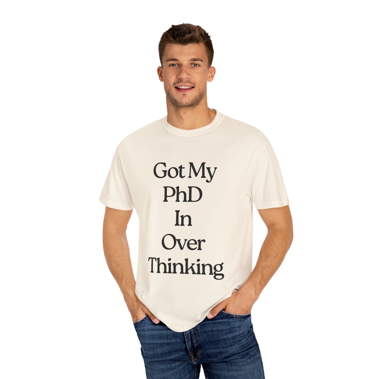 Funny Psychologist T-Shirt Cognitive Science Major Therapist Data Analyst UX Designer - 'Got my PhD in Over-Thinking, Of Course I'm Judging You'