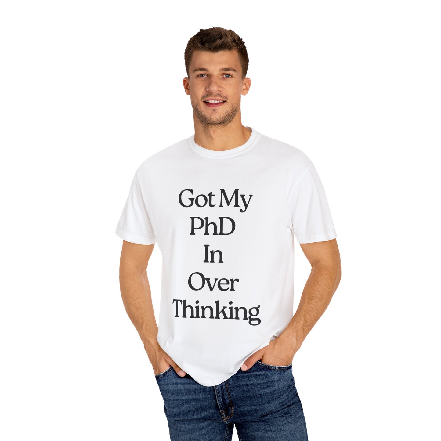 Funny Psychologist T-Shirt Cognitive Science Major Therapist Data Analyst UX Designer - 'Got my PhD in Over-Thinking, Of Course I'm Judging You'